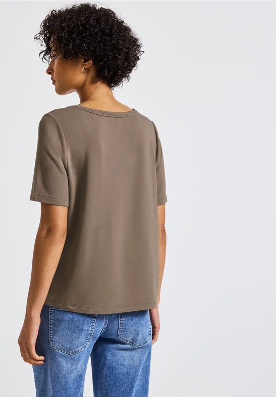 Shirt mit Glitzerstreifen bark brown