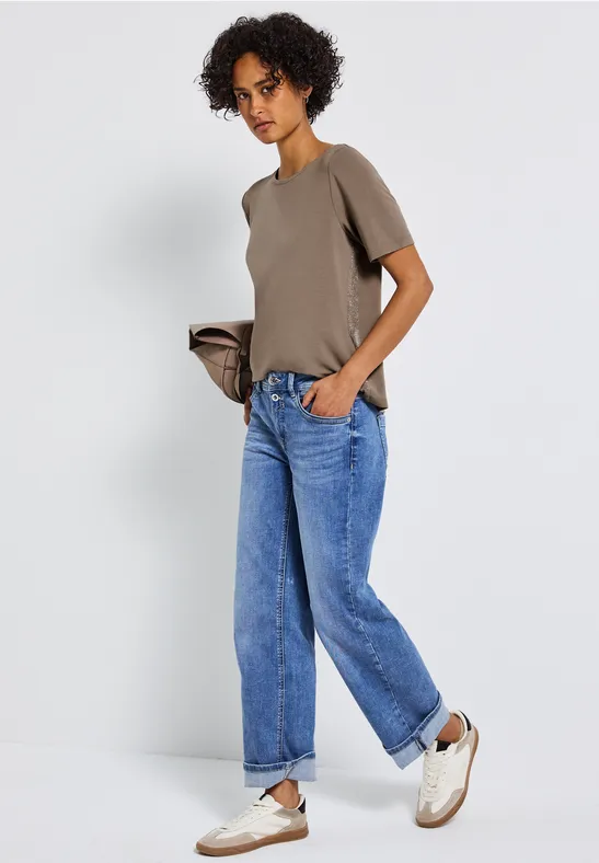 Shirt mit Glitzerstreifen bark brown
