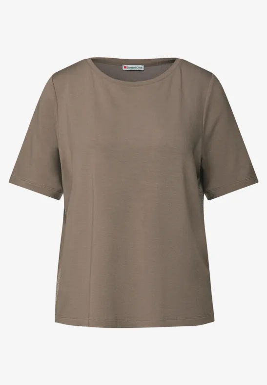 Shirt mit Glitzerstreifen bark brown