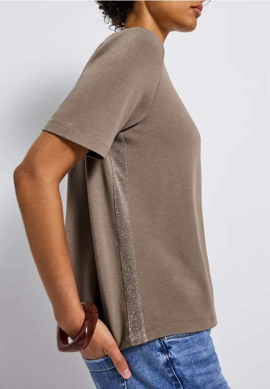 Shirt mit Glitzerstreifen bark brown