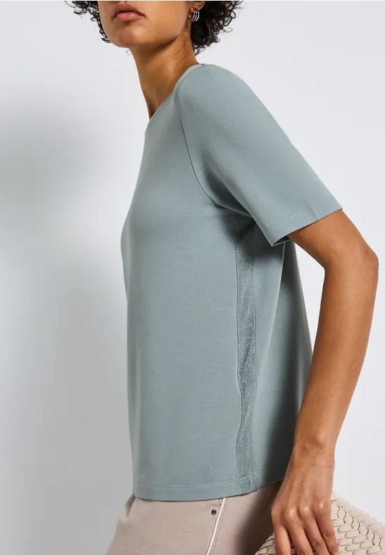 Shirt mit Glitzerstreifen arona blue