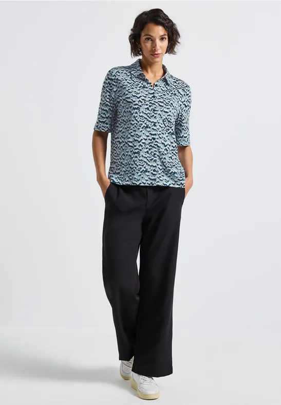 Shirt im Blusenlook arona blue