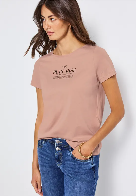 T-shirt avec art wording faded rose