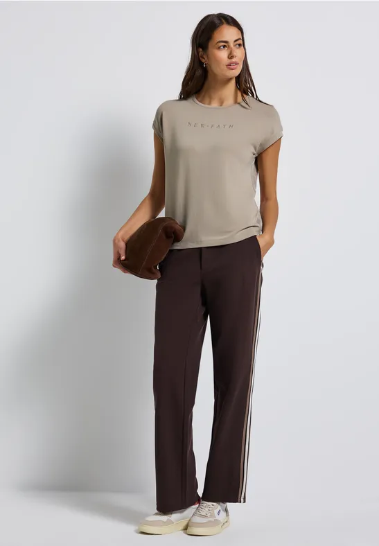 T-Shirt mit Glitzerdetails morning beige