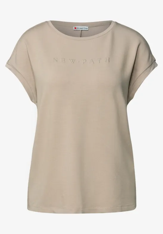 T-Shirt mit Glitzerdetails morning beige