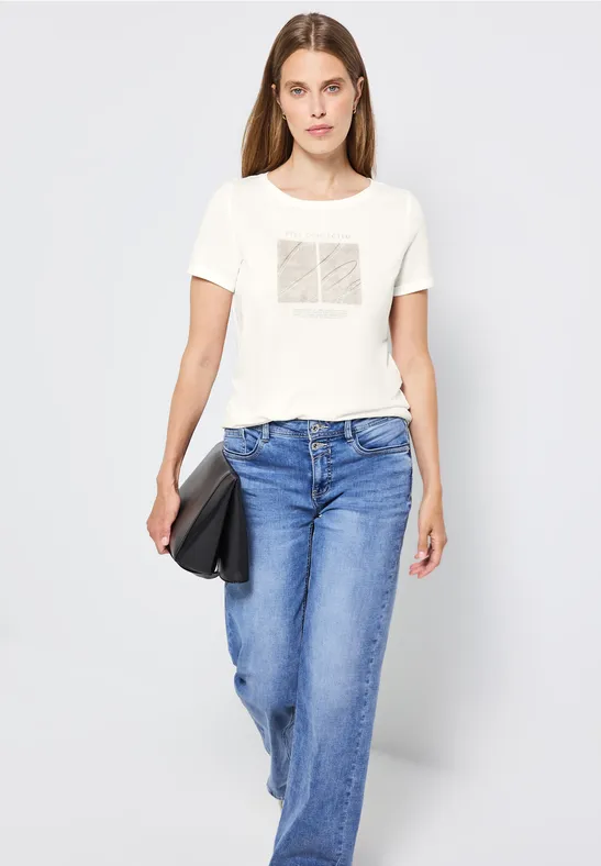 Artwork Shirt mit Turn-Up off white