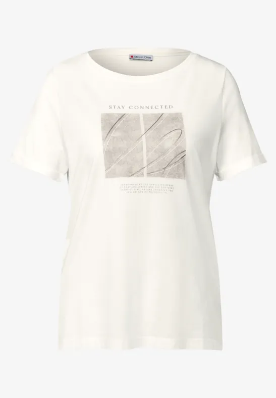 Artwork Shirt mit Turn-Up off white
