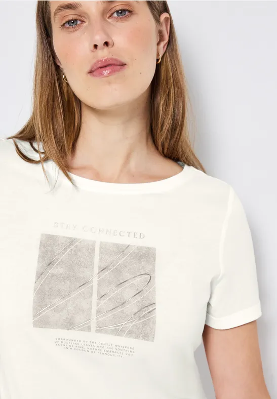 Artwork Shirt mit Turn-Up off white
