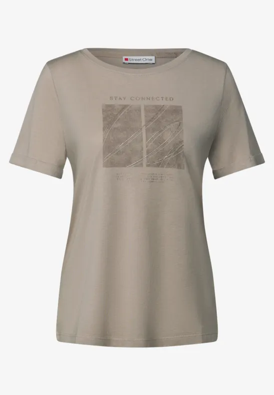 Artwork T-shirt avec turn-up morning beige