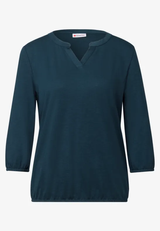 Split Neck Jersey Shirt tide blue