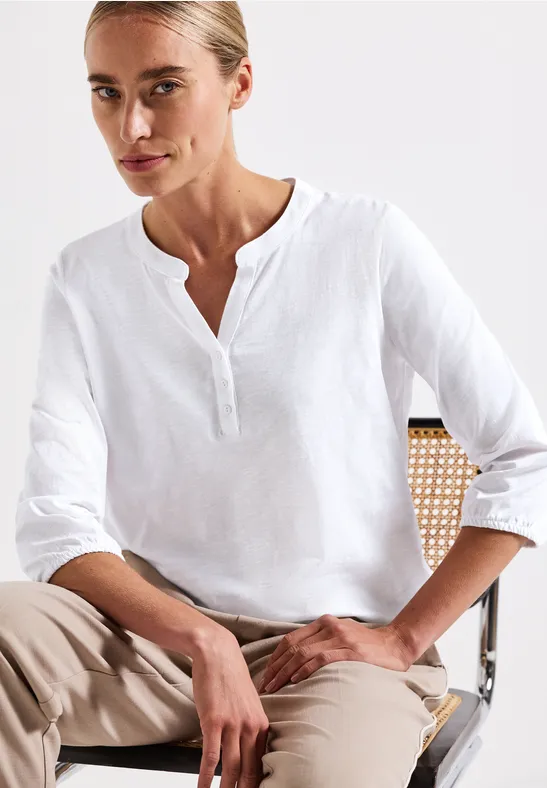 Shirt met gespleten hals White