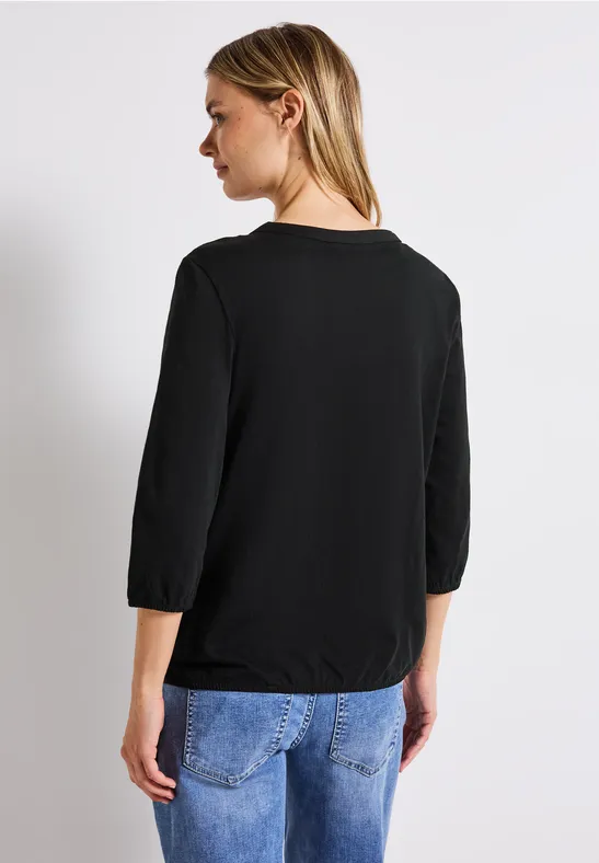 Shirt met gespleten hals Black