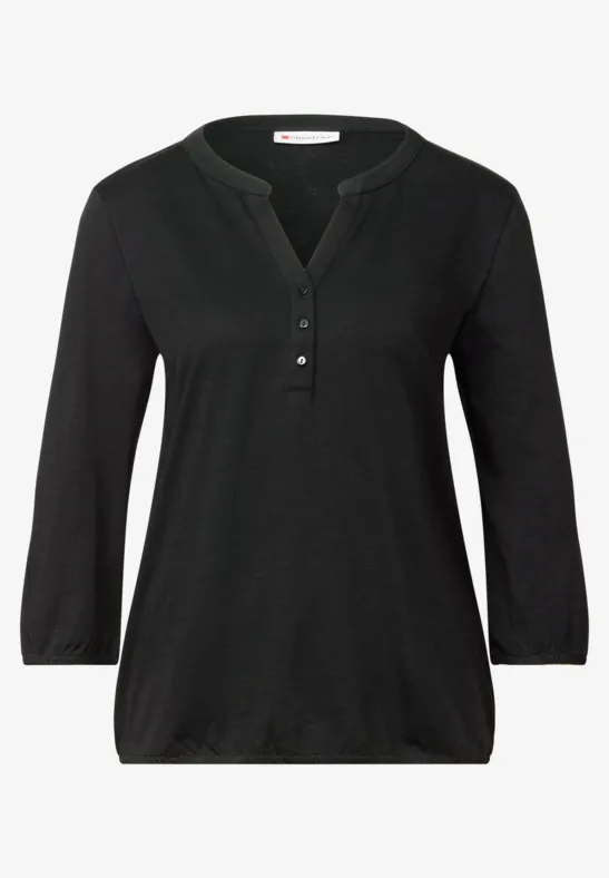 Shirt met gespleten hals Black