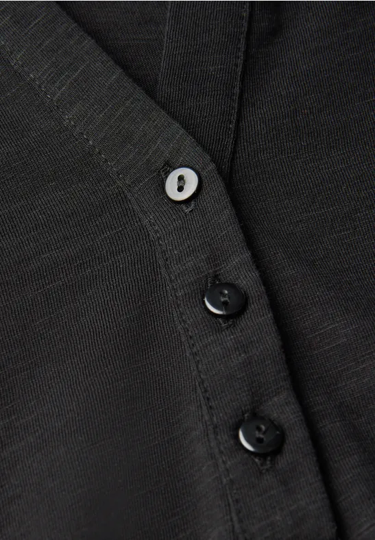 Shirt met gespleten hals Black