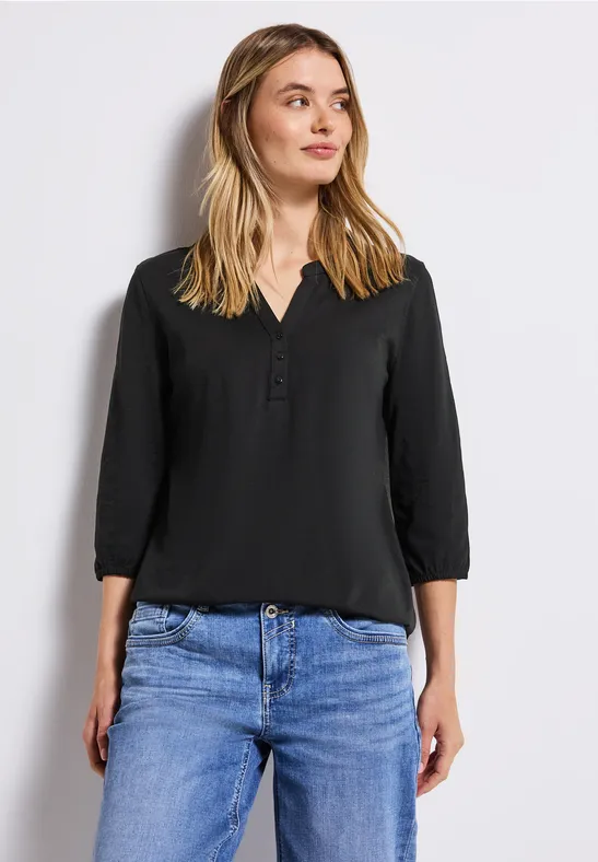 Shirt met gespleten hals Black