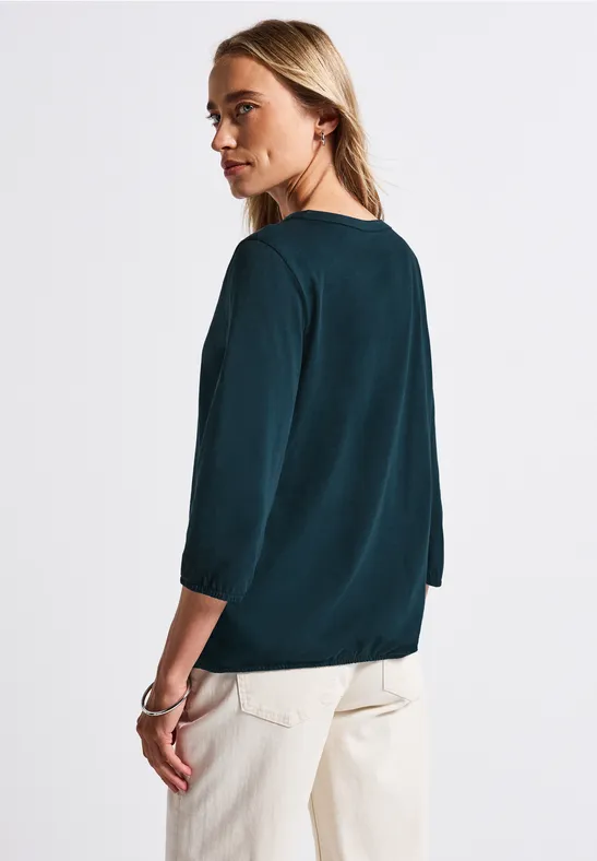 Shirt met gespleten hals tide blue