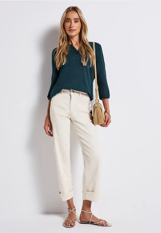 Shirt met gespleten hals tide blue