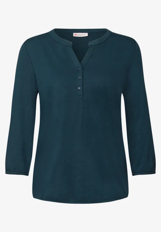 Shirt met gespleten hals tide blue