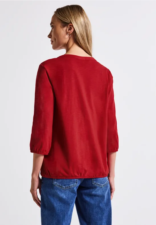 Shirt met gespleten hals racing red