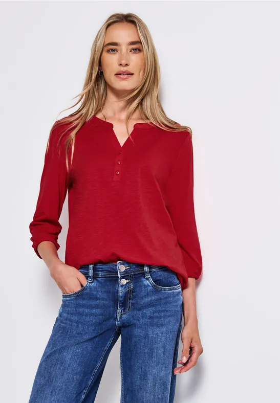 Shirt met gespleten hals racing red