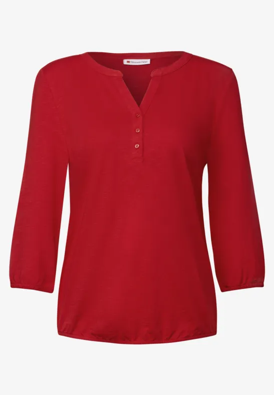 Shirt met gespleten hals racing red