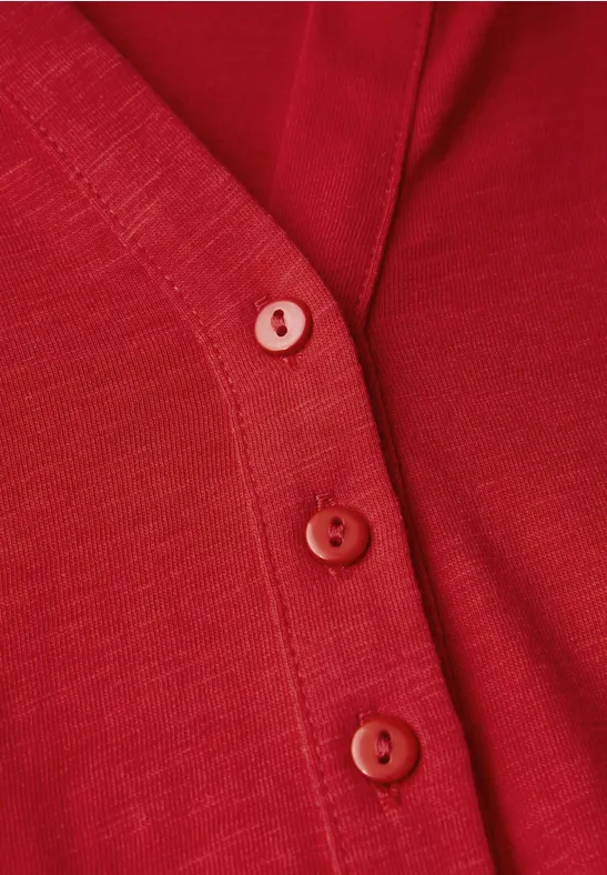 Shirt met gespleten hals racing red