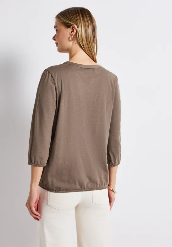 Shirt met gespleten hals silk brown