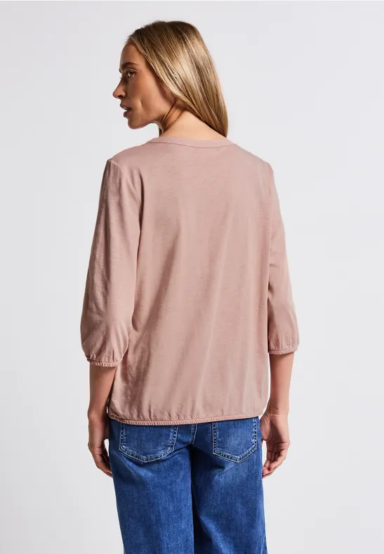 Shirt met gespleten hals faded rose