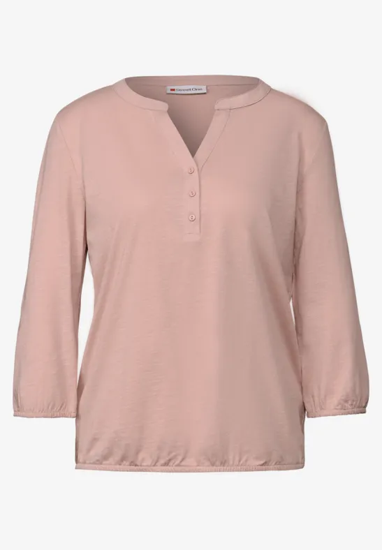 Shirt met gespleten hals faded rose