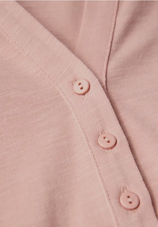 Shirt met gespleten hals faded rose