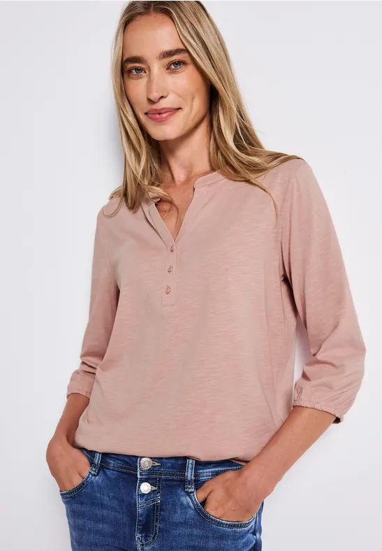 Shirt met gespleten hals faded rose