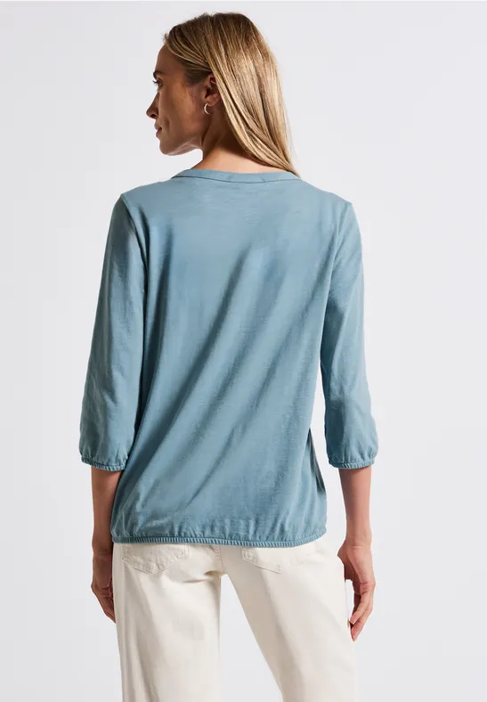 Shirt met gespleten hals glacier blue