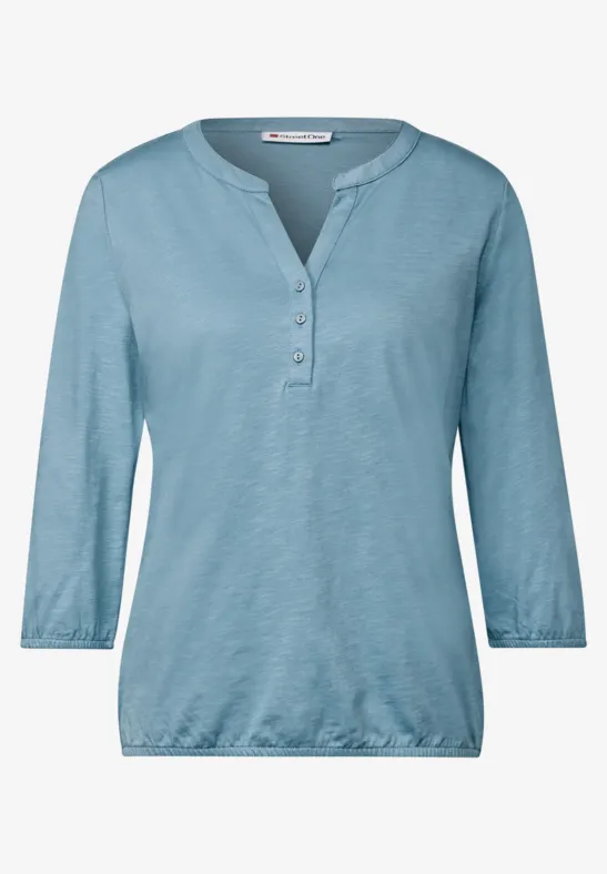 Shirt met gespleten hals glacier blue
