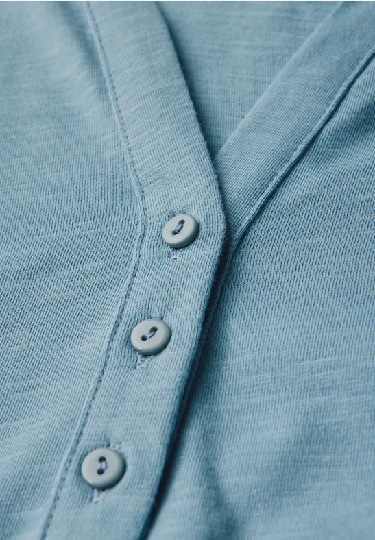 Shirt met gespleten hals glacier blue