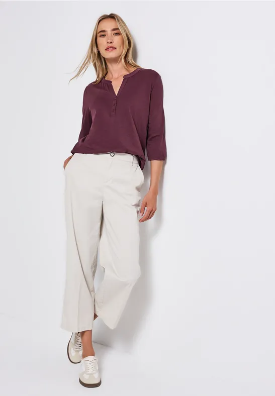 Shirt met gespleten hals wildberry red