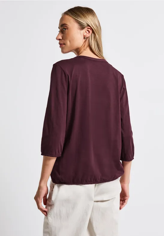 Shirt met gespleten hals wildberry red