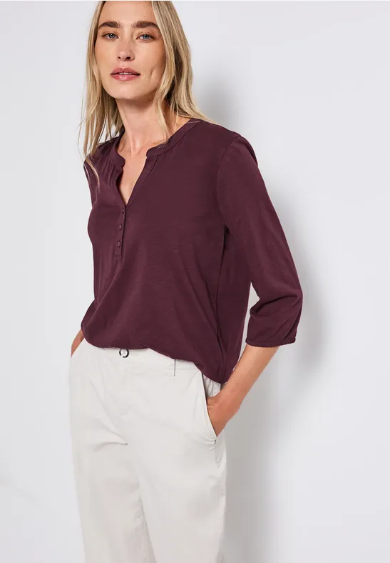 Shirt met gespleten hals wildberry red