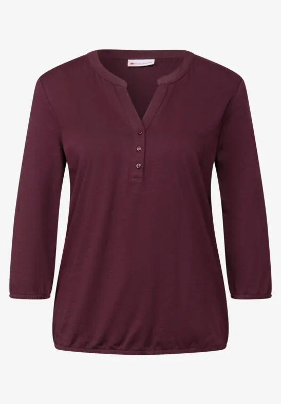 Shirt met gespleten hals wildberry red