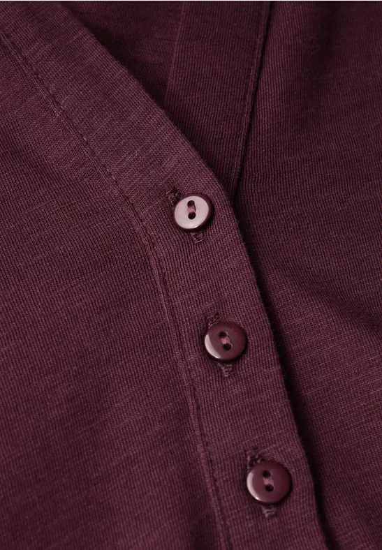 Shirt met gespleten hals wildberry red