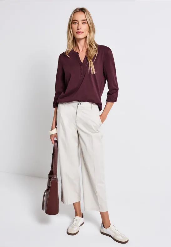 Shirt met gespleten hals wildberry red