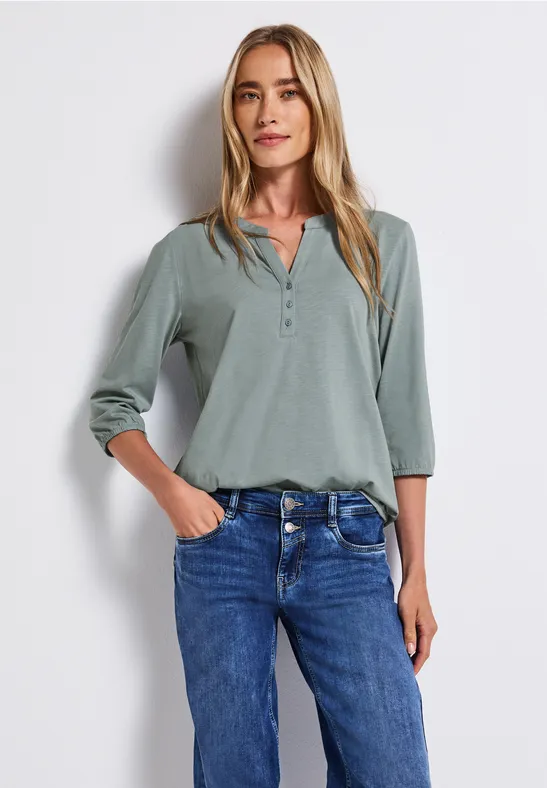 Shirt met gespleten hals arona blue