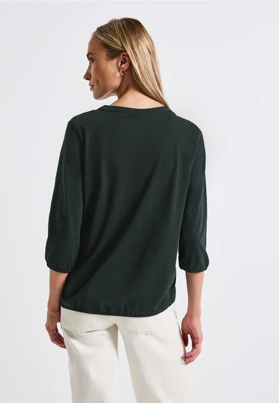 T-shirt en jersey Split Neck evernight green