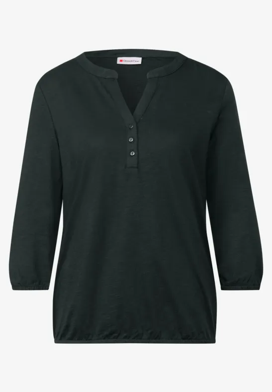 T-shirt en jersey Split Neck evernight green