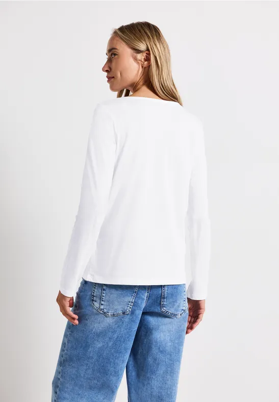 Overhemd met lange mouwen in effen kleur White