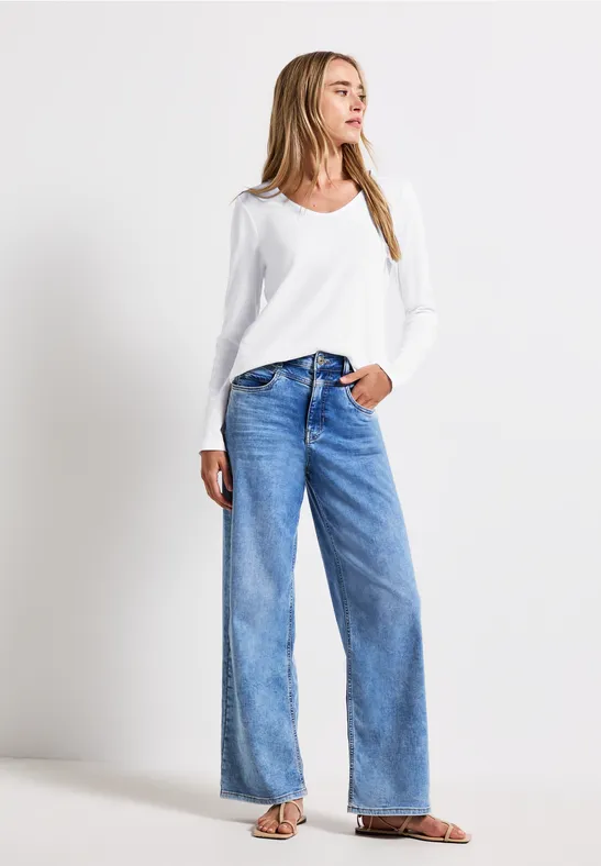 Overhemd met lange mouwen in effen kleur White