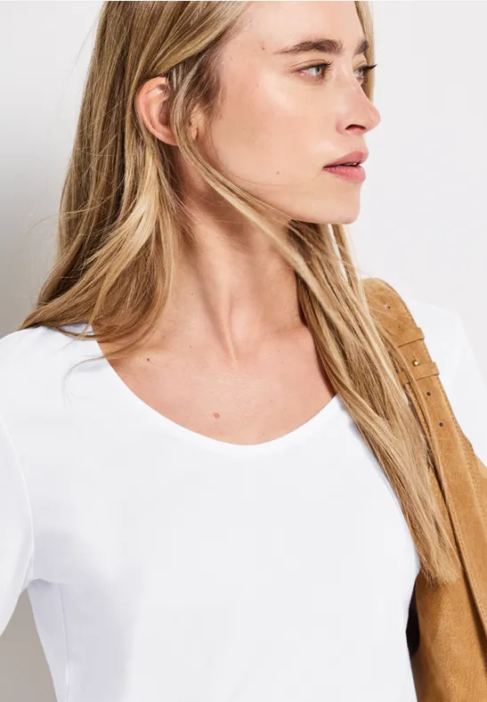 Overhemd met lange mouwen in effen kleur White
