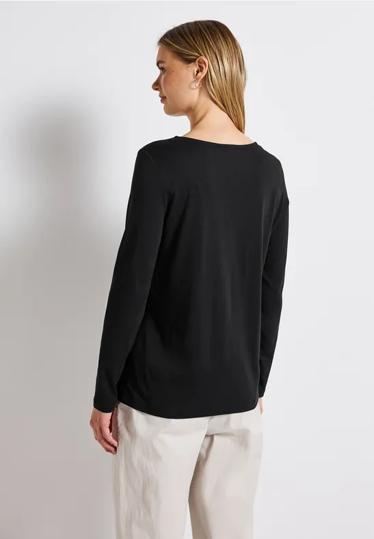 Overhemd met lange mouwen in effen kleur Black