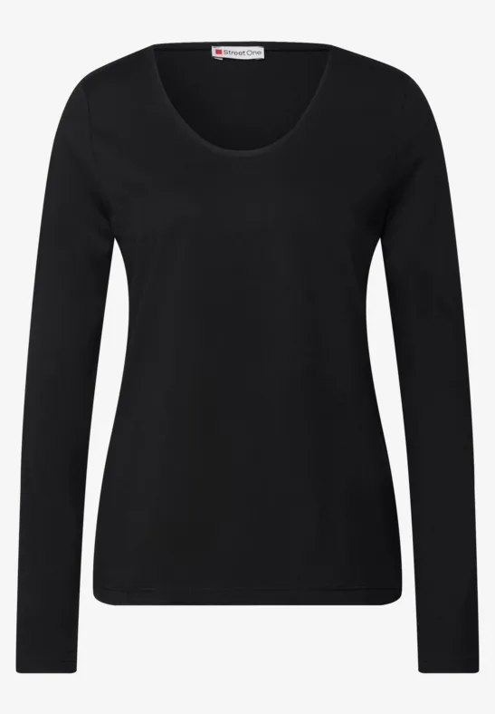 Overhemd met lange mouwen in effen kleur Black