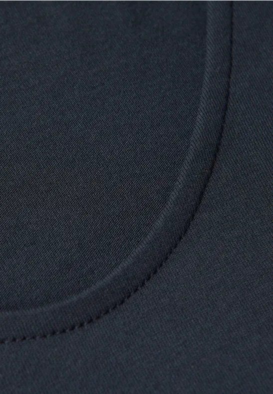 T-shirt à manches longues en couleur unie deepwater blue
