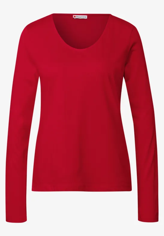 T-shirt à manches longues en couleur unie racing red
